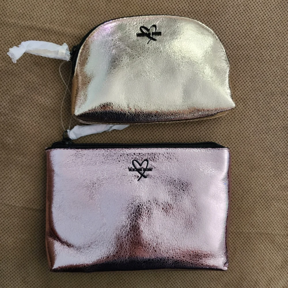 Victoria's Secret makeup case bag set metallic crackle